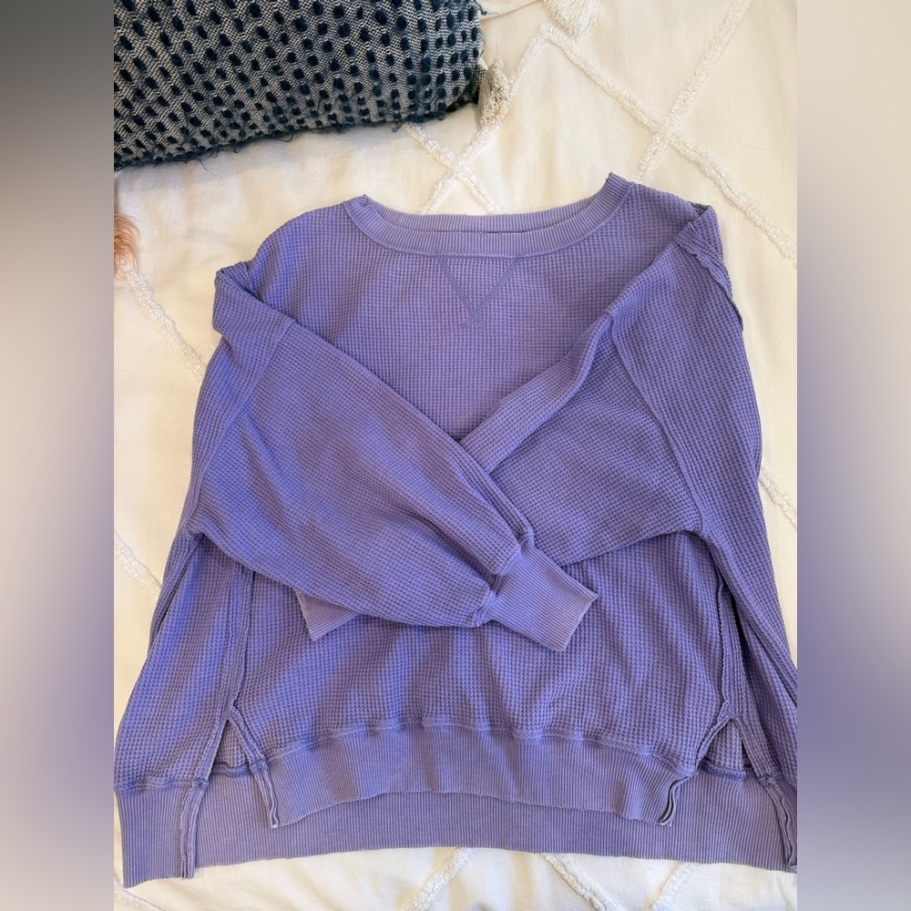 American Eagle Outfitters Purple Waffle Knit Sweatshirt